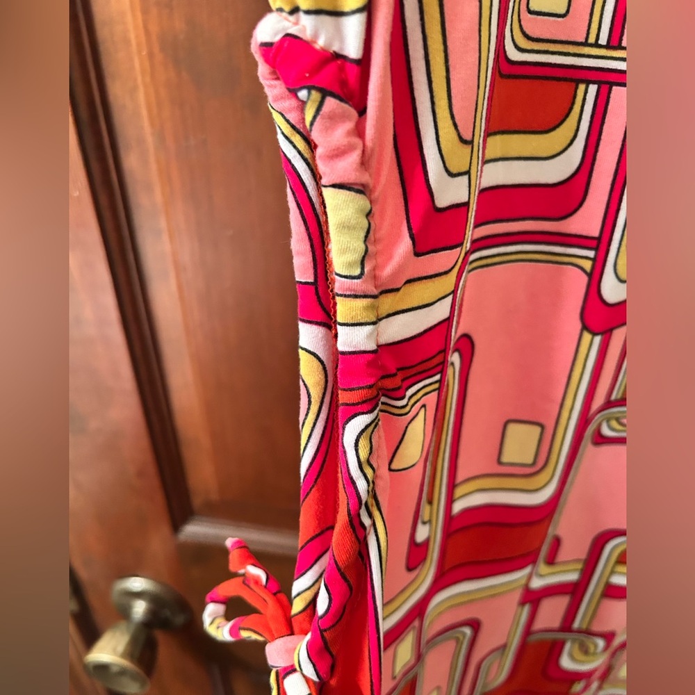 Almost Famous Retro Pink and Orange Midi Dress with cut out on side. Size L - Picture 4 of 6